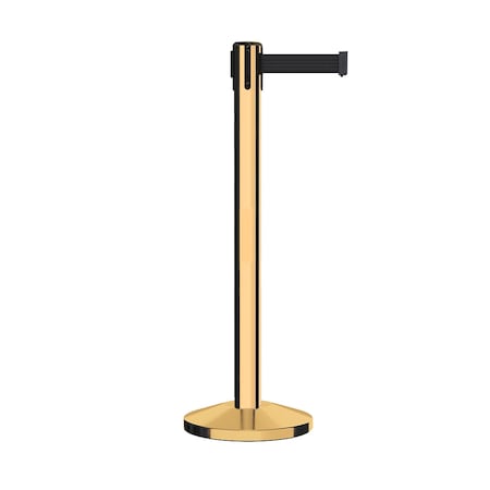 Montour Line Stanchion Belt Barrier Pol.Brass Post 14ft. Black Belt ES660-PB-BK-140